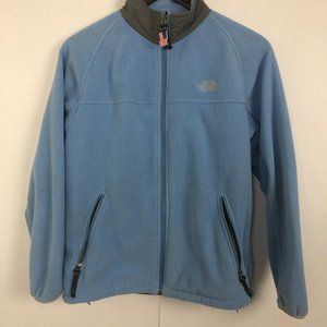 Northface Youth L/G Light Blue Fleece Zipup Jacket